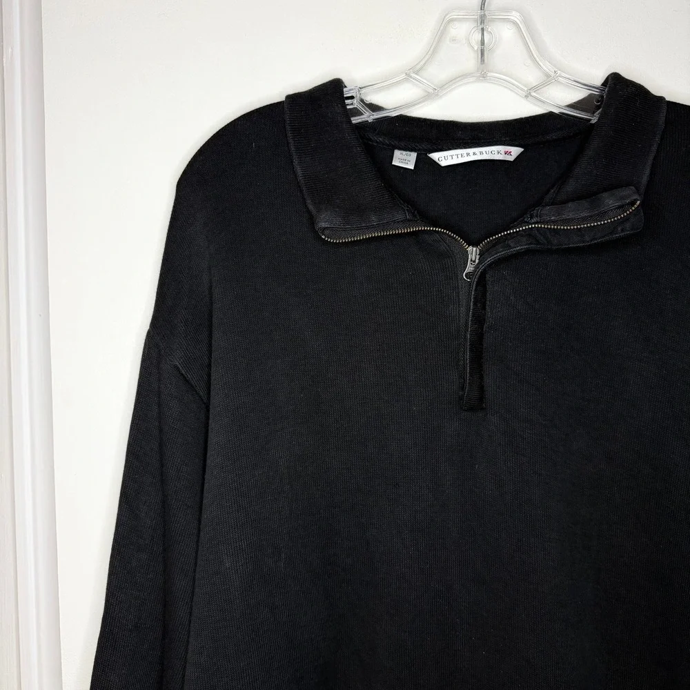 Cutter & Buck Mens XL Black Long Sleeve 1/4 Zip Pullover Sweatshirt